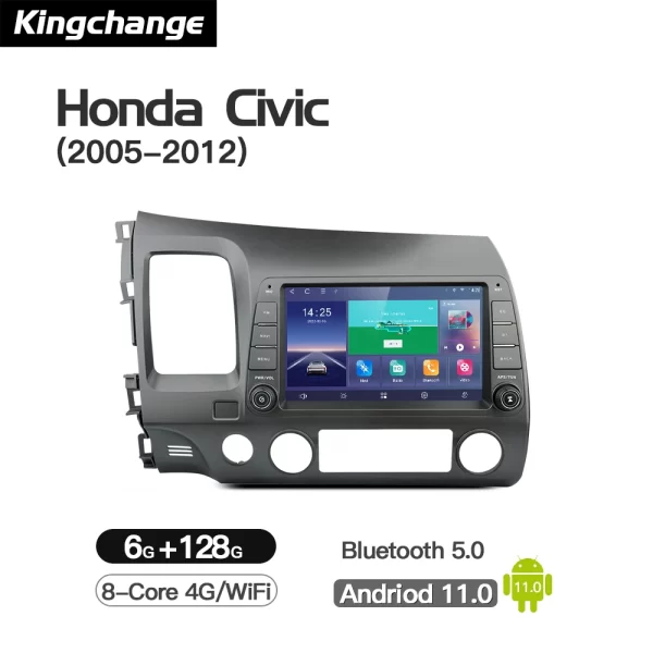 Multimídia Android Kingchange Octa-Core 8″ HONDA CIVIC 2007/11