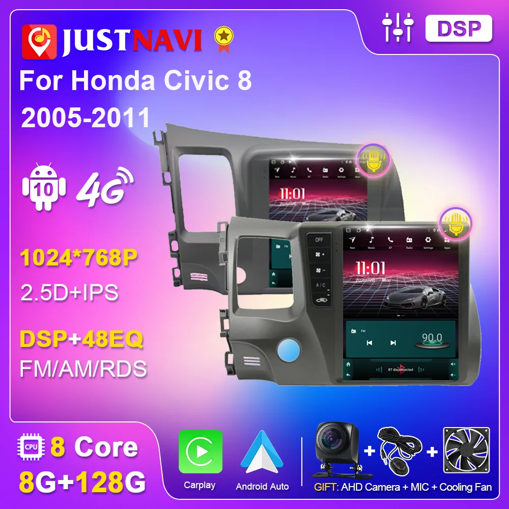 Multimídia Android JustNavi – Honda Civic 2007-2011 tipo Tesla