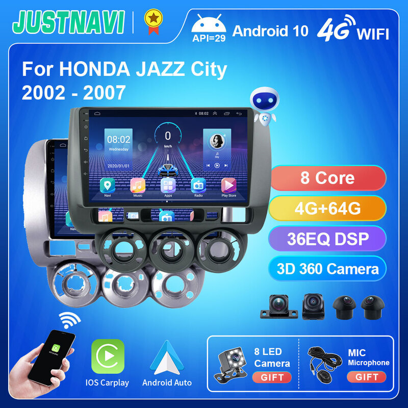 Central multimídia Honda Fit 10 polegadas 3 2004/08