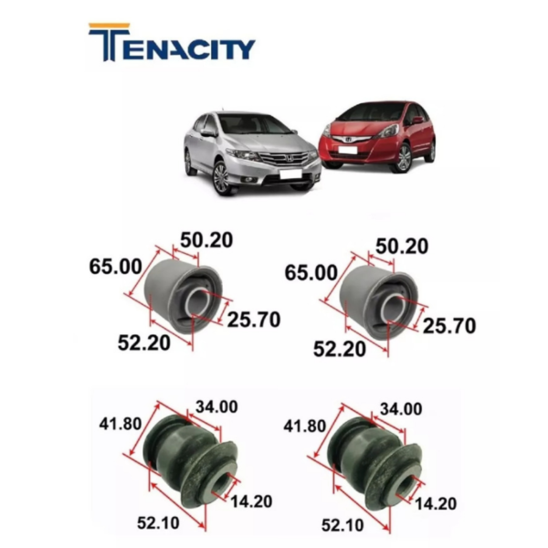 Kit bucha bandeja Tenacity Honda Fit e City 2009/14