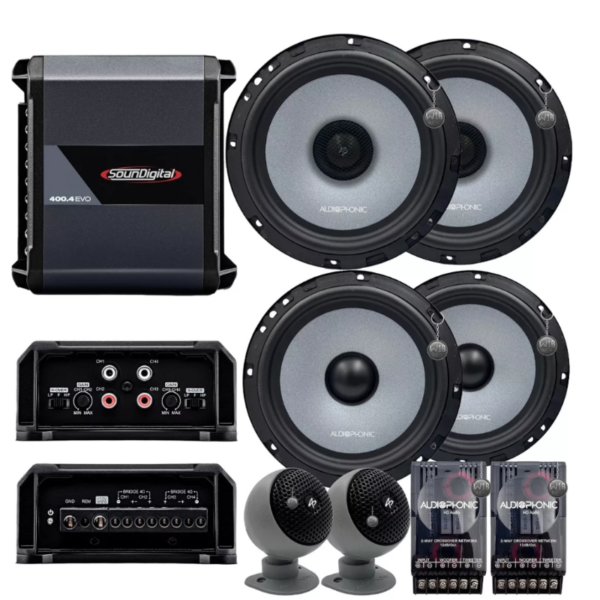 Kit 2 Vias Audiophonic Kc6.3 + Cb650 + Sound Digital Sd400.4