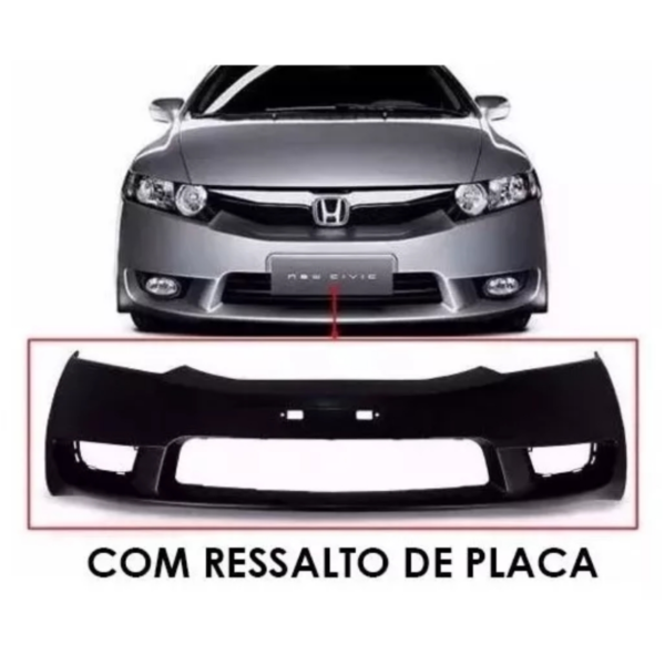 Parachoque New Civic 2009 2010 2011 (com Ressalto De Placa)