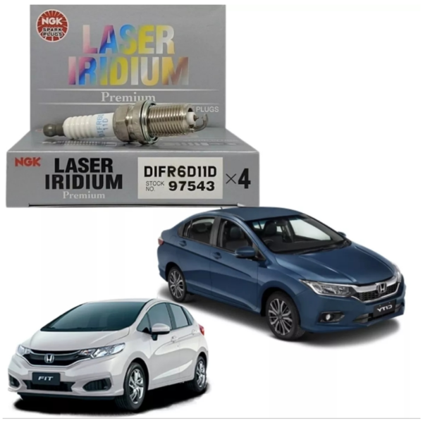 Jogo Velas Laser Iridium Honda City Fit 1.5 2014 À 2021