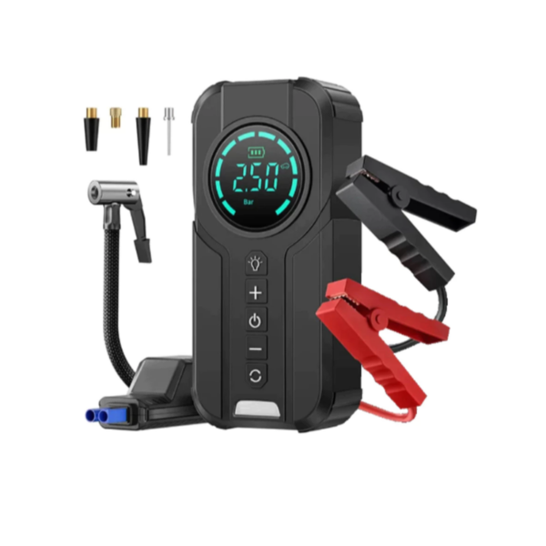 Compressor de Ar Portátil 7 em 1 com Power Bank 8000mAh Bomba Inflador 12V Calibrador Digital para Carro Moto Bike
