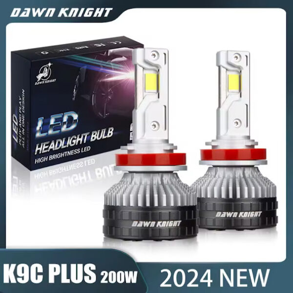 DAWNKNIGHT K9C Pro Plus H11 H7 H4 lâmpada do farol LED, lâmpada LED do carro, maiores luzes do tubo de cobre, H1, HB3, 9005, HB4, 9006, 12V